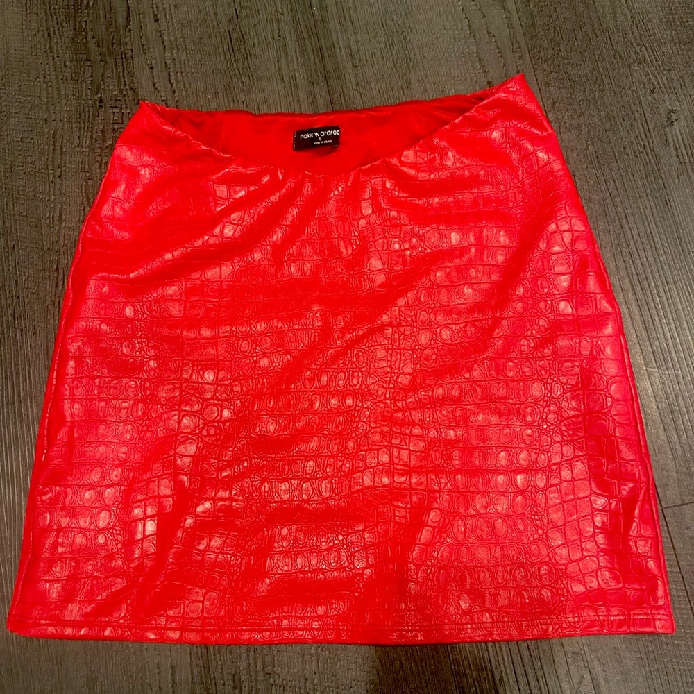 The Croc Embossed Faux Leather Miniskirt